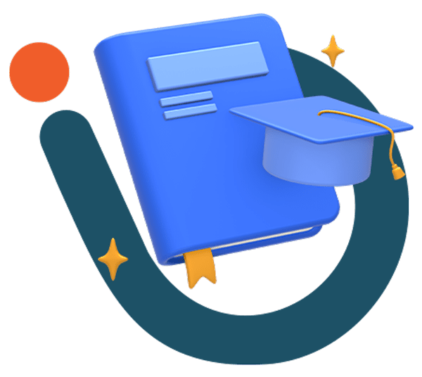 Mazaya integrated company logo with a book and graduation cap symbolizing management school system