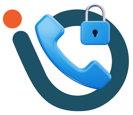 شعار شركة مزايا للأمن السيبراني، سماعة وقفل للتواصل الآمن.