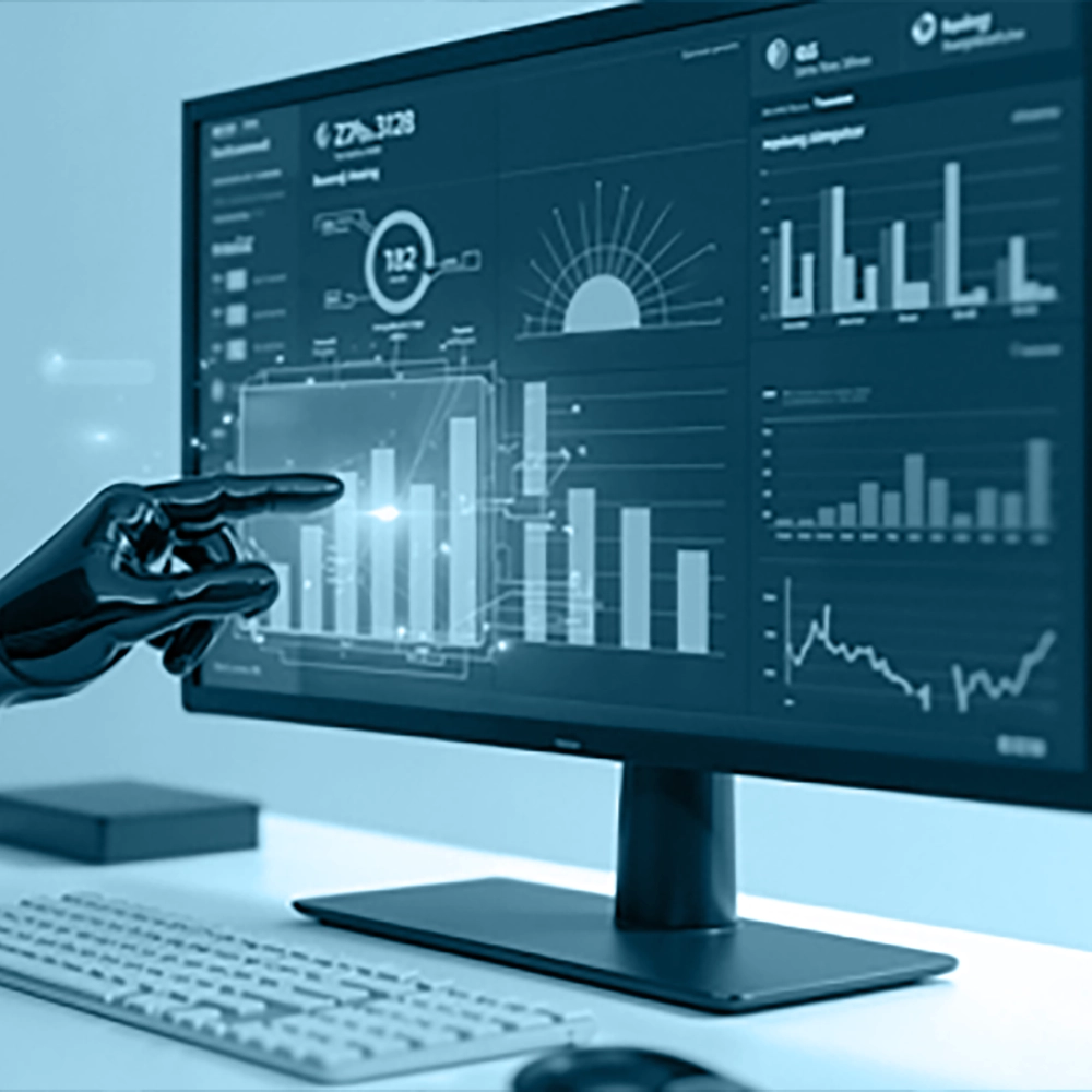 Screen displaying advanced charts and graphs for advanced risk analytics.