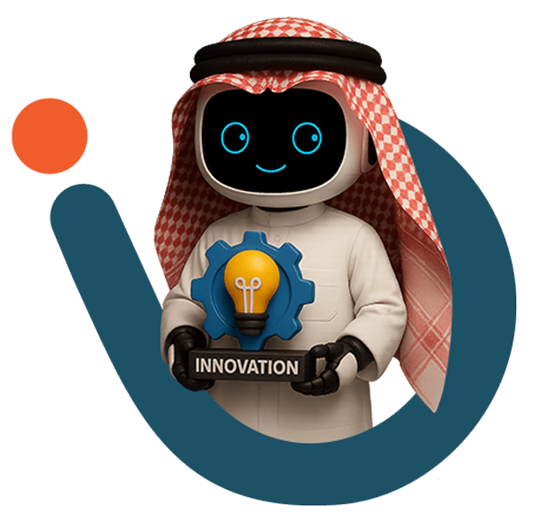 روبوت يحمل مصباحًا في إشارة إلى تقديم أفكار مبتكرة وحلول رقمية تُعزز نجاح استراتيجيات التسويق الإلكتروني